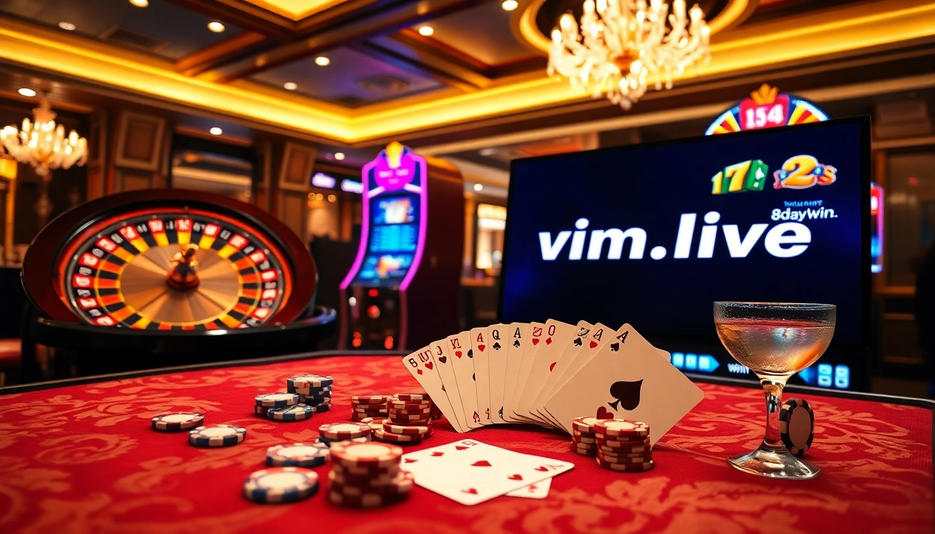 Exciting online gambling scene at 8daywin.live featuring roulette and vibrant slot machines.