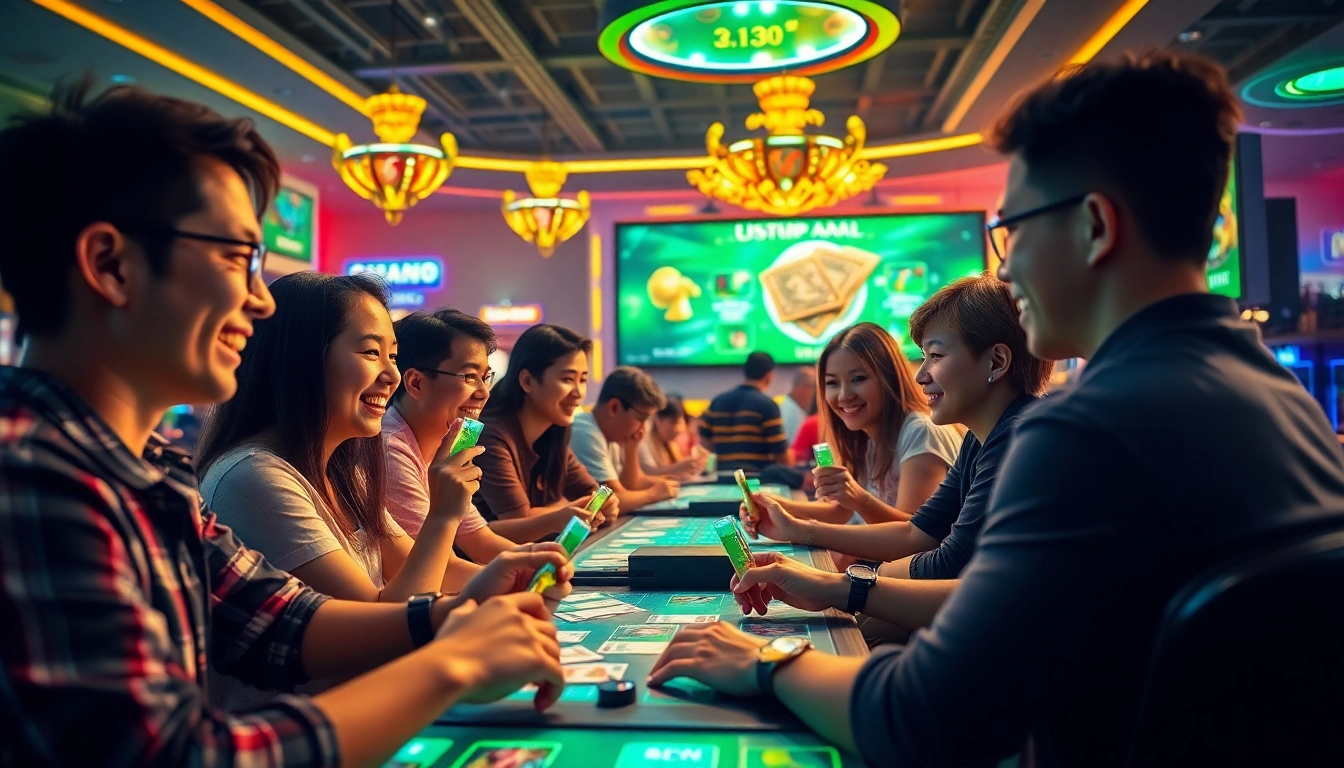 Engaged players enjoying the online gamebaidoithuong.com.vc in a vibrant digital environment, showcasing excitement and rewards.