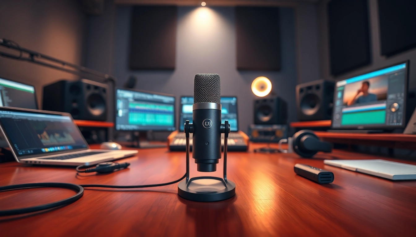 CM88 microphone showcased in a modern music studio, surrounded by production equipment.