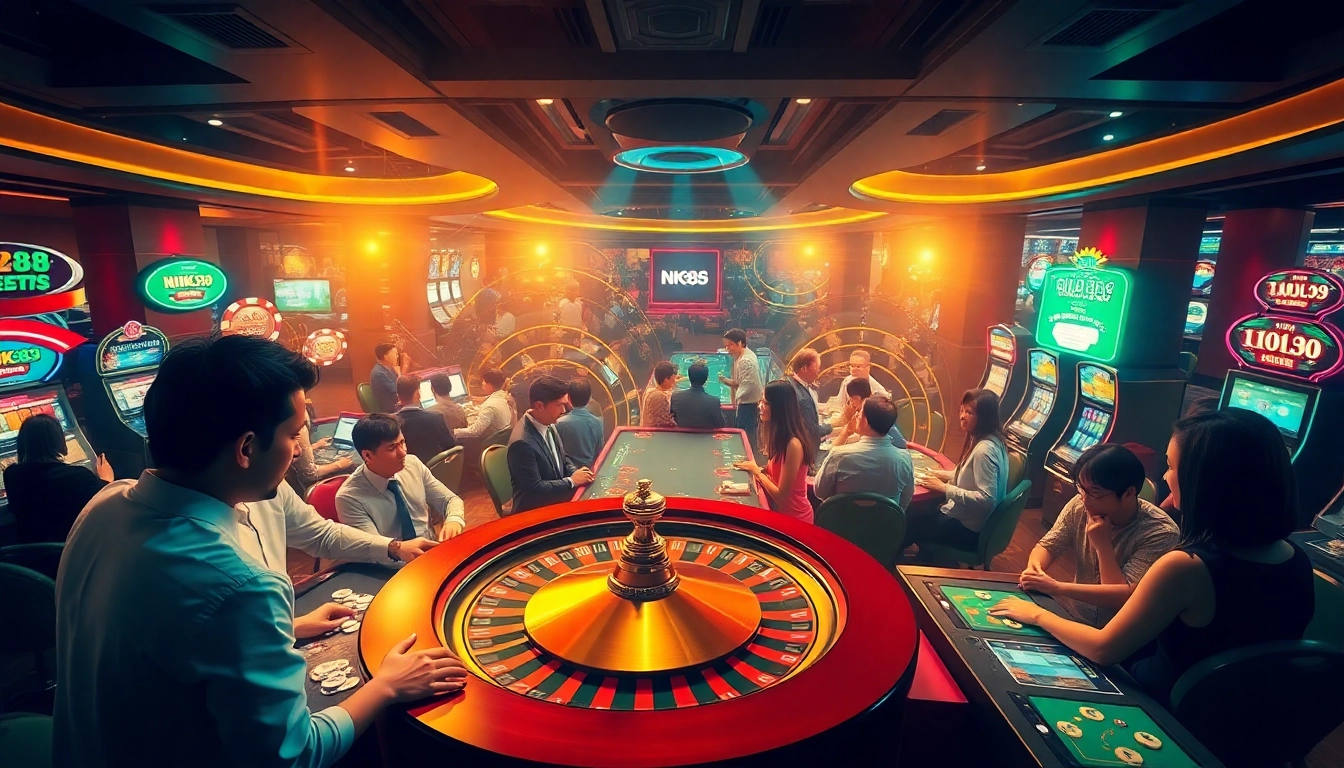 Players enjoying their time at NK 88 casino with vibrant tables and engaging games.