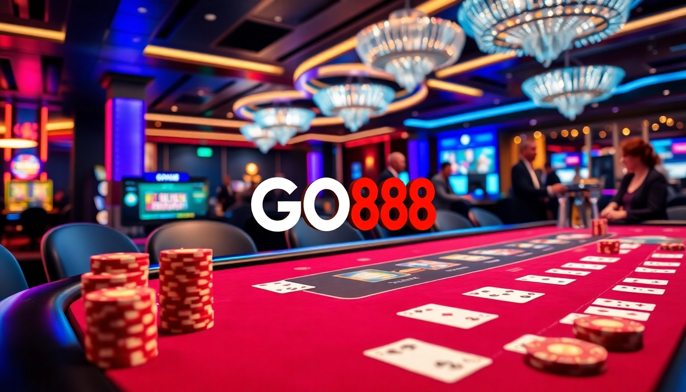 Experience the excitement of GO88 with vibrant casino atmosphere and engaging gambling elements.