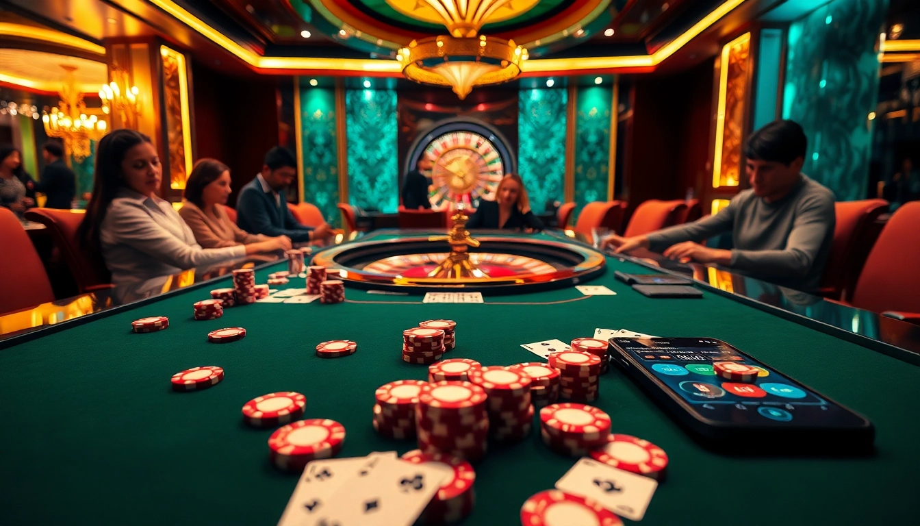 Engage with https://bl555.support at a luxurious casino table, featuring vibrant poker chips and exciting gameplay.
